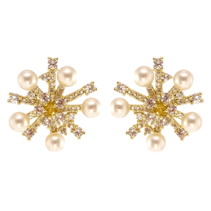 Серьги Xuping QQMM Позолота 14K пусеты Снежинки с цирконием и жемчужинами фото №22 Серьги Xuping QQMM Позолота 14K пусеты Снежинки с цирконием и жемчужинами фото №22