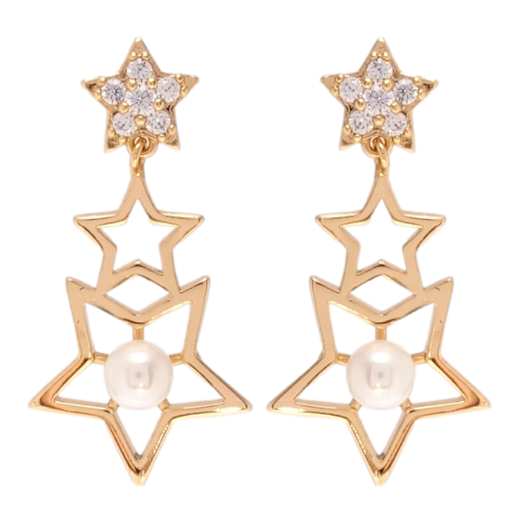 Сережки Xuping QQMM Позолота 18K пусети Зіркові підвіски з цирконієм та перлинами фото №12 Сережки Xuping QQMM Позолота 18K пусети Зіркові підвіски з цирконієм та перлинами фото №12