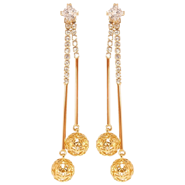 Сережки Xuping QQMM Позолота 18K пусети Декоративні підвіски з різьбленими кульками фото №17 Сережки Xuping QQMM Позолота 18K пусети Декоративні підвіски з різьбленими кульками фото №17