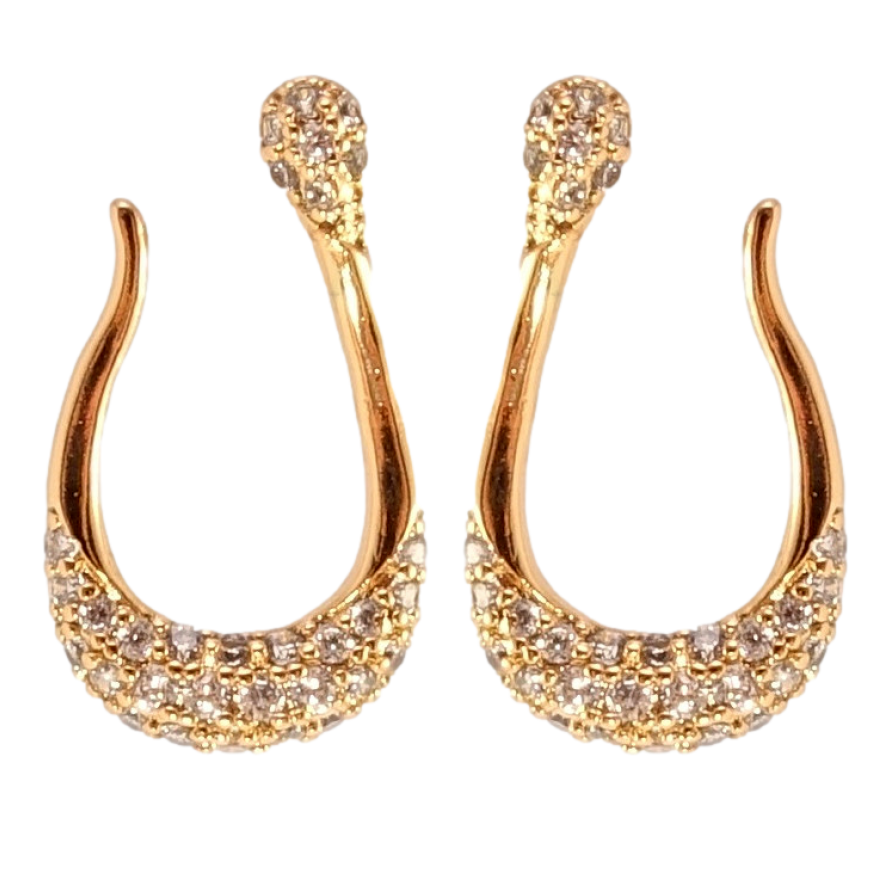 Сережки Xuping QQMM Позолота 18K пусети Авангардні петельки з цирконієм фото №1 Сережки Xuping QQMM Позолота 18K пусети Авангардні петельки з цирконієм фото №1