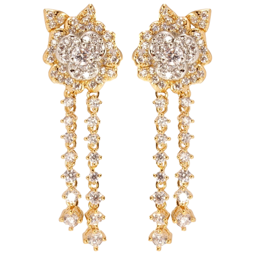 Сережки Xuping QQMM Позолота 18K + Родій пусети Квіткові підвіски з інкрустацією цирконієм фото №1