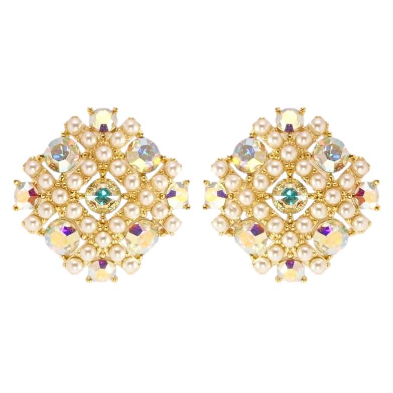 Серьги Xuping QQMM Позолота 14K пусеты Изящные ромбы с россыпью кристаллов и фото №3