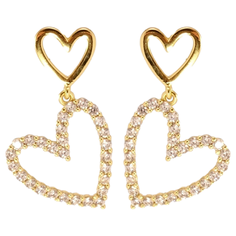 Серьги Xuping QQMM Позолота 14K пусеты Сердечки с цирконием фото №1 Серьги Xuping QQMM Позолота 14K пусеты Сердечки с цирконием фото №1