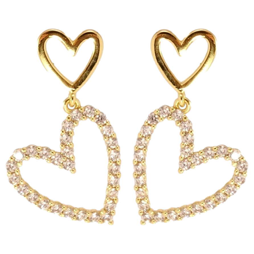 Серьги Xuping QQMM Позолота 14K пусеты Сердечки с цирконием фото №1 Серьги Xuping QQMM Позолота 14K пусеты Сердечки с цирконием фото №1