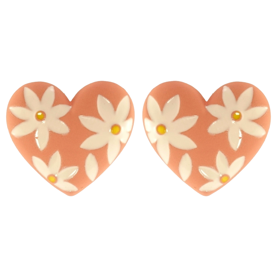 Серьги Xuping QQMM Родий пусеты Эмалевые сердечки с цветочным узором фото №1 Серьги Xuping QQMM Родий пусеты Эмалевые сердечки с цветочным узором фото №1