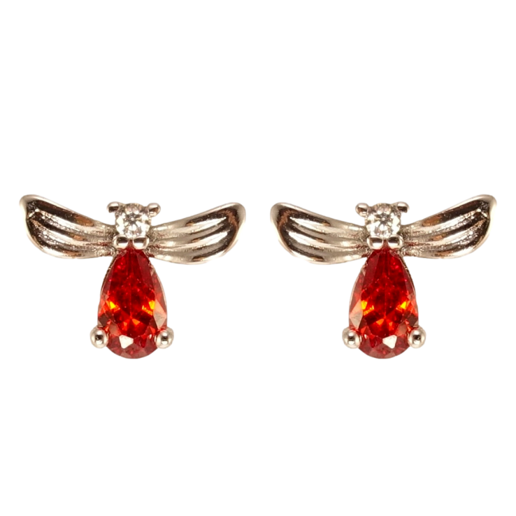 Серьги Xuping Родий пусеты Красные кристальные мушки фото №16