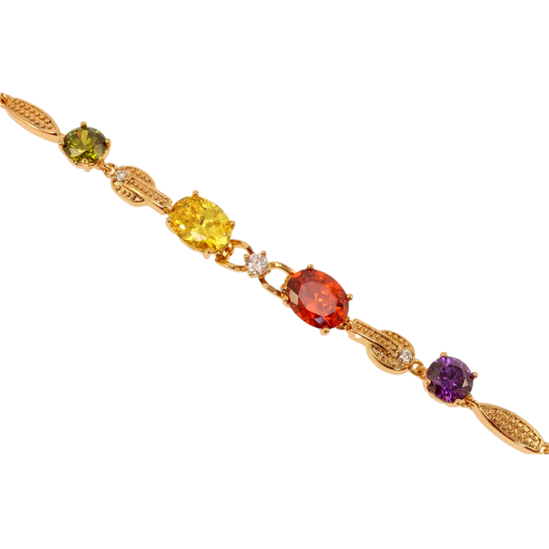 Браслет Xuping Позолота 18K Разноцветные кристаллы с декоративным плетением длина с доп.замком 17,19см х фото №1 Браслет Xuping Позолота 18K Разноцветные кристаллы с декоративным плетением длина с доп.замком 17,19см х фото №1