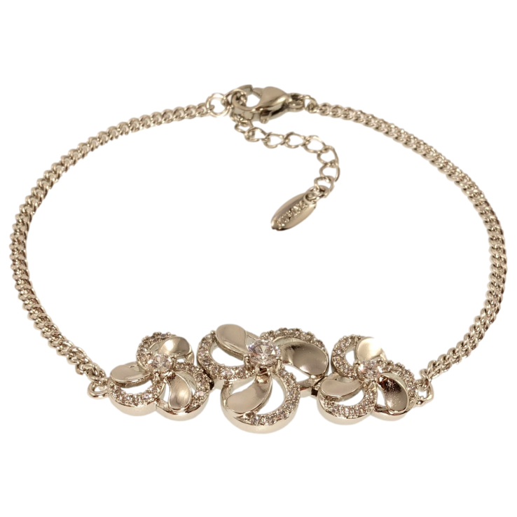 Браслет Xuping Родий Панцирное Плетение с цветами инкрустация цирконием длина с доп.цепочкой 17-20см х 1мм фото №4 Браслет Xuping Родий Панцирное Плетение с цветами инкрустация цирконием длина с доп.цепочкой 17-20см х 1мм фото №4