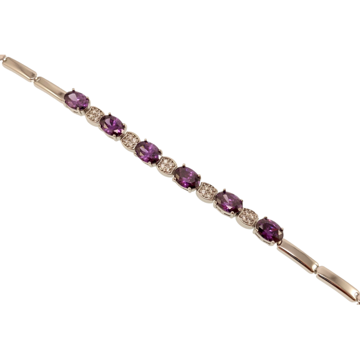 Браслет Xuping Родий Декоративное плетение с сиреневыми кристаллами длина 19см х 3мм фото №15 Браслет Xuping Родий Декоративное плетение с сиреневыми кристаллами длина 19см х 3мм фото №15