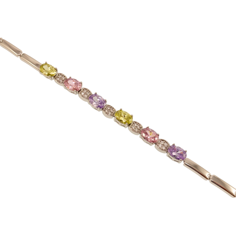 Браслет Xuping Родий Декоративное плетение с цветными кристаллами длина 19см х 3мм фото №1