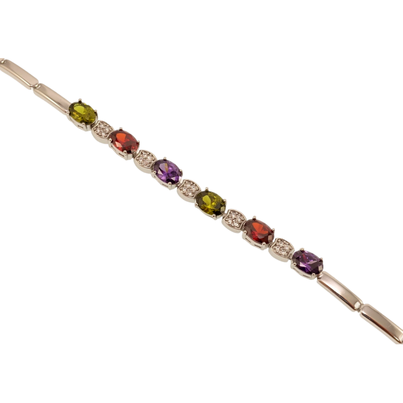 Браслет Xuping Родий Декоративное плетение с разноцветными кристаллами длина 19см х 3мм фото №1 Браслет Xuping Родий Декоративное плетение с разноцветными кристаллами длина 19см х 3мм фото №1