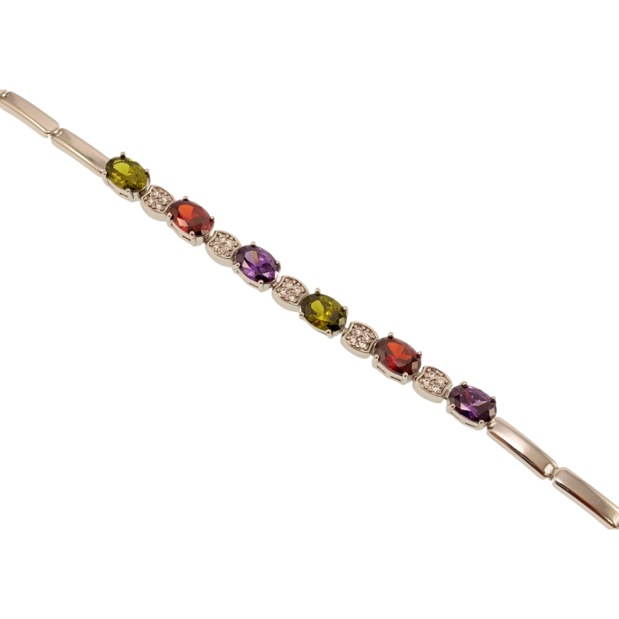 Браслет Xuping Родій Декоративне плетіння з різнокольоровими кристалами довжина 19см х 3мм фото №1 Браслет Xuping Родій Декоративне плетіння з різнокольоровими кристалами довжина 19см х 3мм фото №1