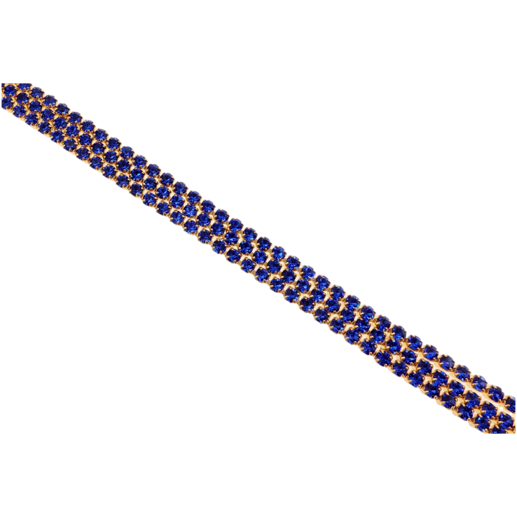 Браслет Xuping Позолота 18K Три дорожки синих кристаллов длина с доп.замком 17.5,20.5см х 7мм фото №4 Браслет Xuping Позолота 18K Три дорожки синих кристаллов длина с доп.замком 17.5,20.5см х 7мм фото №4