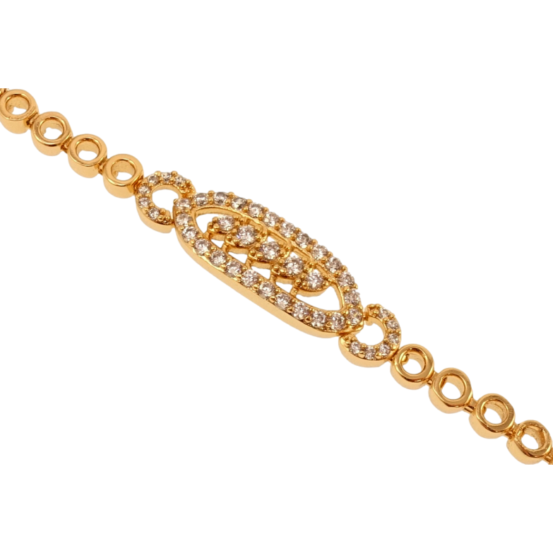 Браслет Xuping Позолота 18K Кругі ланки з овальною вставкою довжина з дод. замком 18,19.5см х 4мм фото №1 Браслет Xuping Позолота 18K Кругі ланки з овальною вставкою довжина з дод. замком 18,19.5см х 4мм фото №1