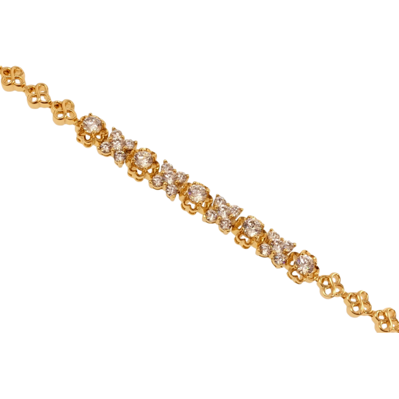 Браслет Xuping Позолота 18K Цветочное плетение инкрустация цирконием длина с доп.замком 17.5,20см х 6мм фото №3 Браслет Xuping Позолота 18K Цветочное плетение инкрустация цирконием длина с доп.замком 17.5,20см х 6мм фото №3