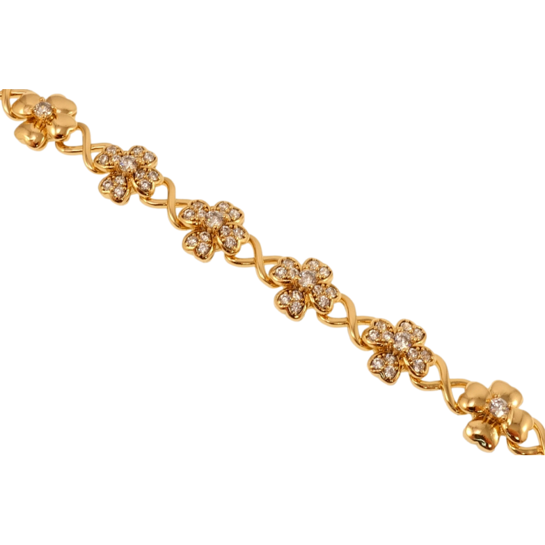 Браслет Xuping Позолота 18K Цветочные звенья с цирконием длина с доп.замком 17.5,19.5см х 10мм фото №1 Браслет Xuping Позолота 18K Цветочные звенья с цирконием длина с доп.замком 17.5,19.5см х 10мм фото №1