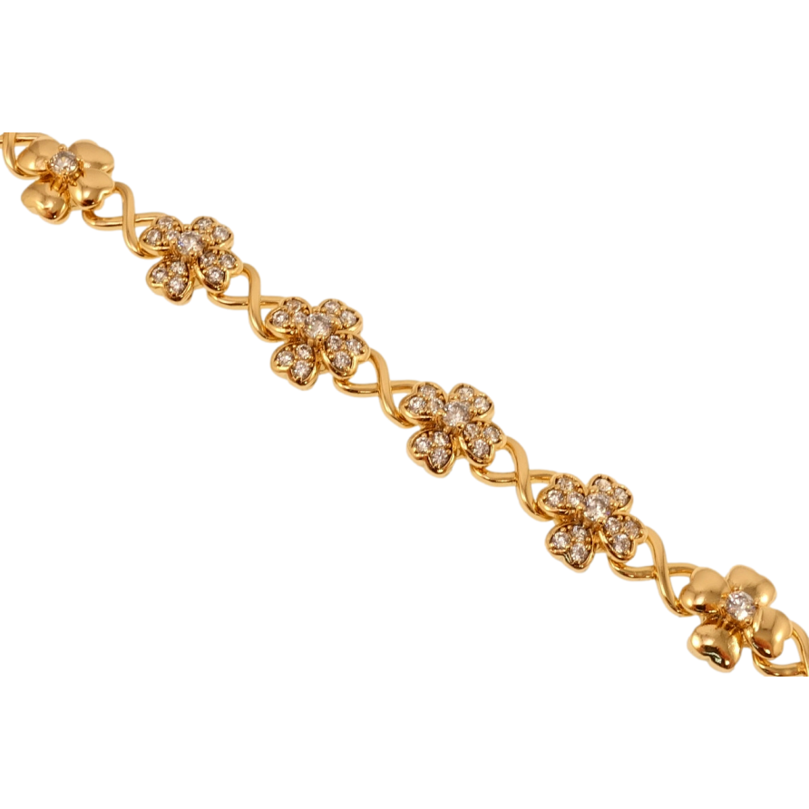 Браслет Xuping Позолота 18K Цветочные звенья с цирконием длина с доп.замком 17.5,19.5см х 10мм фото №1 Браслет Xuping Позолота 18K Цветочные звенья с цирконием длина с доп.замком 17.5,19.5см х 10мм фото №1