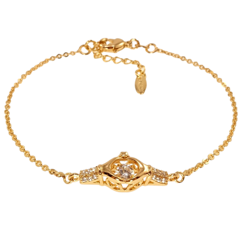 Браслет Xuping Позолота 18K Якорное плетение вставка с танцующим кр-лом длина с доп.цепочкой 17-20см х 1мм фото №1