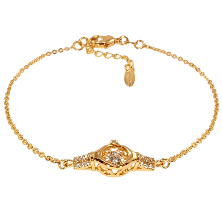 Браслет Xuping Позолота 18K Якорне плетіння вставка з танцювальним кр-лом довжина з дод. ланцюжком 17-20см х 1мм фото №1