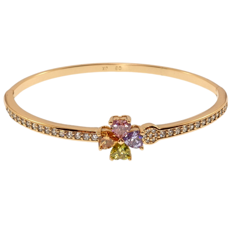 Браслет Xuping Позолота 18K Цветной кристальный четырехлистник на дорожке циркония ø 6см фото №1 Браслет Xuping Позолота 18K Цветной кристальный четырехлистник на дорожке циркония ø 6см фото №1