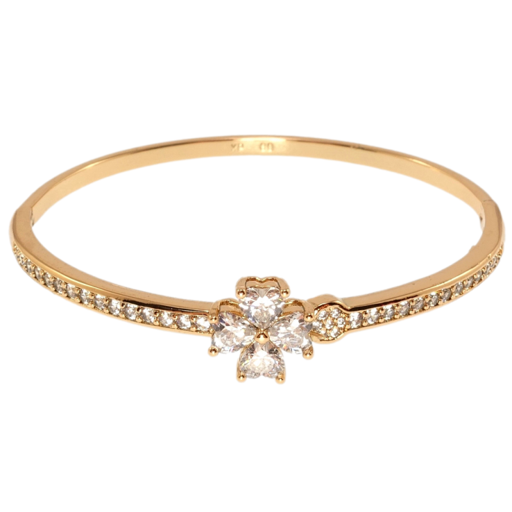Браслет Xuping Позолота 18K Кристальный четырехлистник на дорожке циркония ø 6см фото №25 Браслет Xuping Позолота 18K Кристальный четырехлистник на дорожке циркония ø 6см фото №25