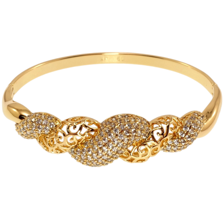 Браслет Xuping Позолота 18K Изящный ажурный орнамент с инкрустацией цирконием ø 6см фото №1