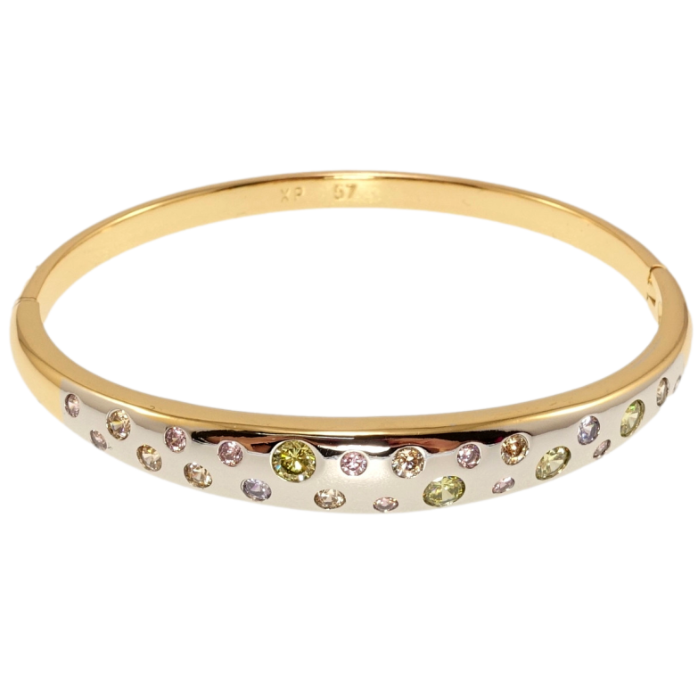 Браслет Xuping Позолота + Родий Вставки разноцветного циркония ø 5,7см фото №1