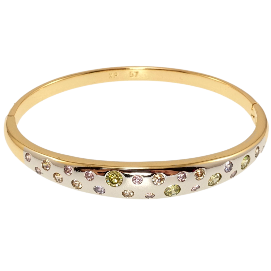 Браслет Xuping Позолота + Родий Вставки разноцветного циркония ø 5,7см фото №1