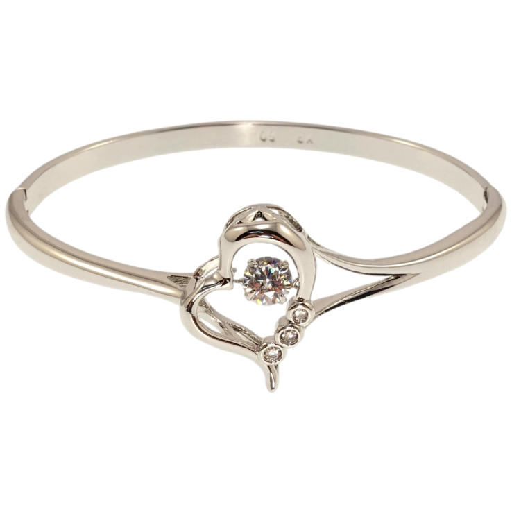 Браслет Xuping Родий Сердечко с Танцующим кристаллом ø 5,8см фото №25 Браслет Xuping Родий Сердечко с Танцующим кристаллом ø 5,8см фото №25