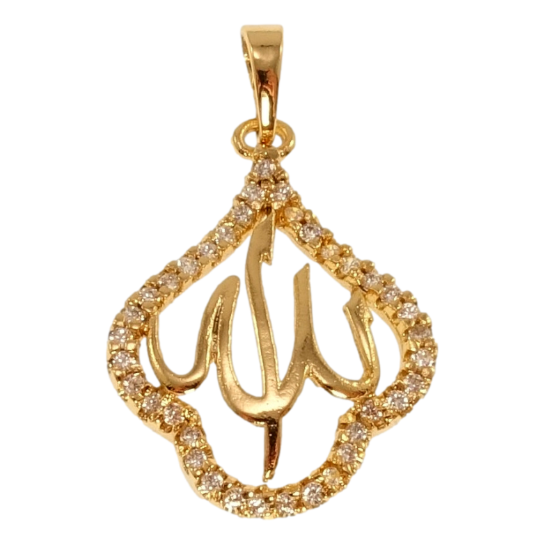 Кулон Xuping Позолота 18K Мусульманская фигурная подвеска с надписью Аллах и цирконием для цепочки до 5мм фото №1