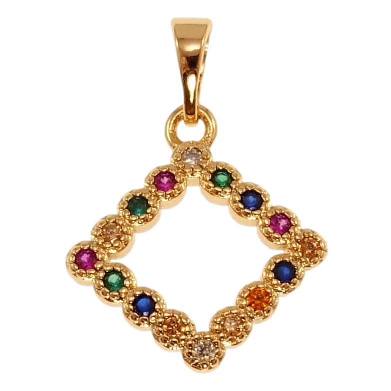 Кулон Xuping Позолота 18K Ромб с разноцветным цирконием для цепочки до 5мм фото №1 Кулон Xuping Позолота 18K Ромб с разноцветным цирконием для цепочки до 5мм фото №1