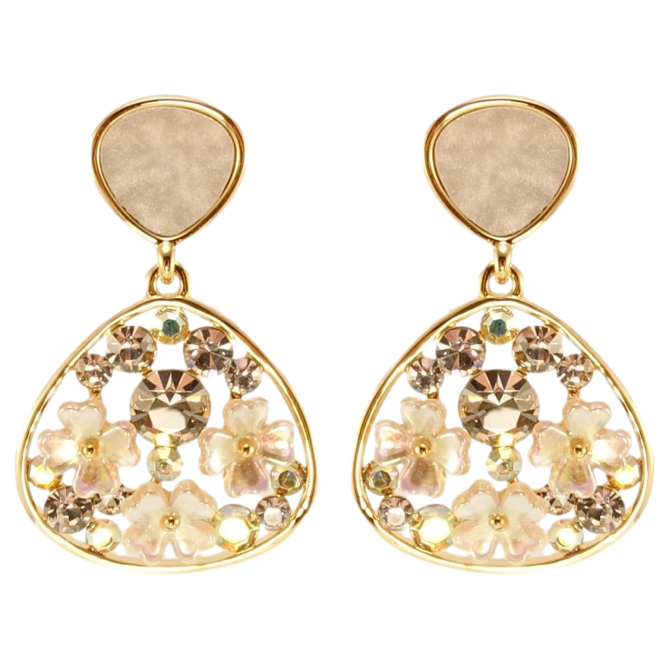 Серьги Xuping QQMM Позолота 14K пусеты Капельки с перламутровыми цветочками и кристаллами фото №7 Серьги Xuping QQMM Позолота 14K пусеты Капельки с перламутровыми цветочками и кристаллами фото №7