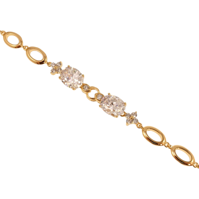 Браслет Xuping Позолота 18K Овальні ланки з кристальними вставками довжина з дод. замком 17.5,19.5см х 6мм фото №1 Браслет Xuping Позолота 18K Овальні ланки з кристальними вставками довжина з дод. замком 17.5,19.5см х 6мм фото №1