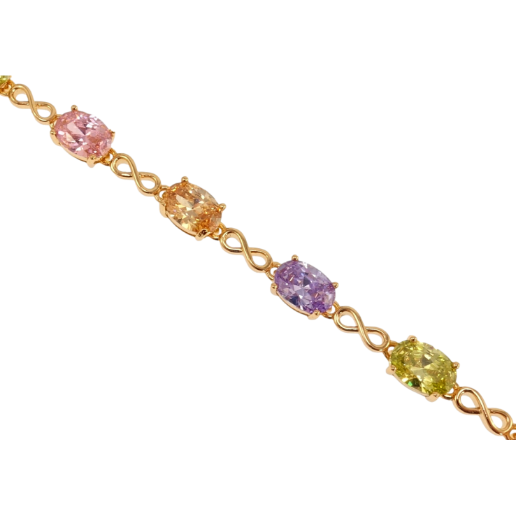 Браслет Xuping Позолота 18K Безкрайність з кольоровими фіанітами довжина з дод. замком 18,20см х 3-5мм фото №23 Браслет Xuping Позолота 18K Безкрайність з кольоровими фіанітами довжина з дод. замком 18,20см х 3-5мм фото №23