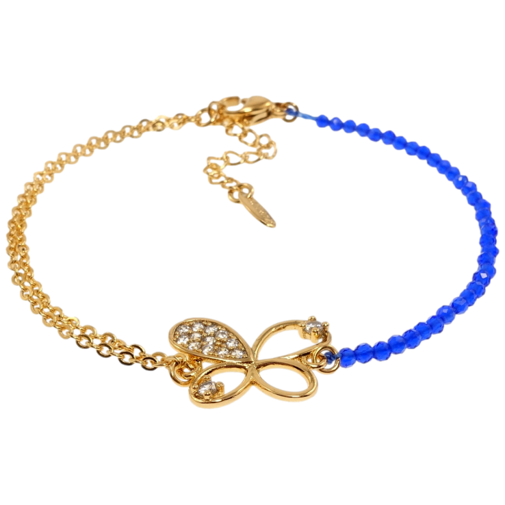 Браслет Xuping Позолота 18K Якорное плетение с синими бусинами вставка бабочка дл.с доп.цепочкой 17.5-21см х фото №23 Браслет Xuping Позолота 18K Якорное плетение с синими бусинами вставка бабочка дл.с доп.цепочкой 17.5-21см х фото №23