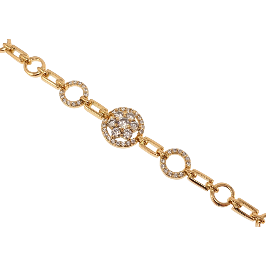 Браслет Xuping Позолота 18K Кристальный цветок длина с доп.замком 17,19см х 3-6мм фото №1