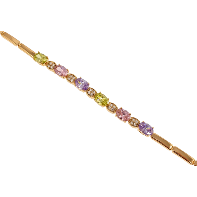 Браслет Xuping Позолота 18K Дорожка разноцветных фианитов длина 19см х 3мм фото №1