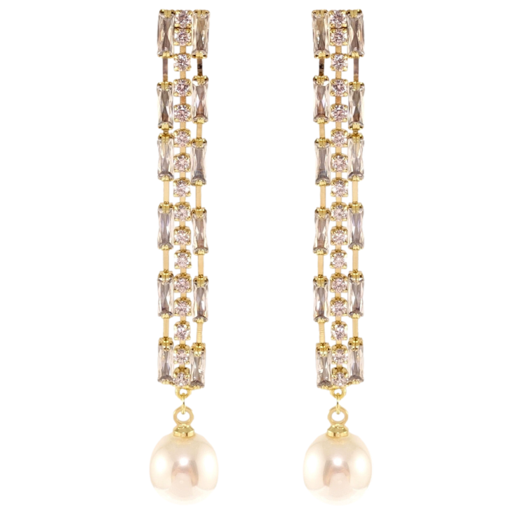 Сережки Xuping QQMM Позолота 14K пусети Кристальні підвіски з перлами фото №8 Сережки Xuping QQMM Позолота 14K пусети Кристальні підвіски з перлами фото №8