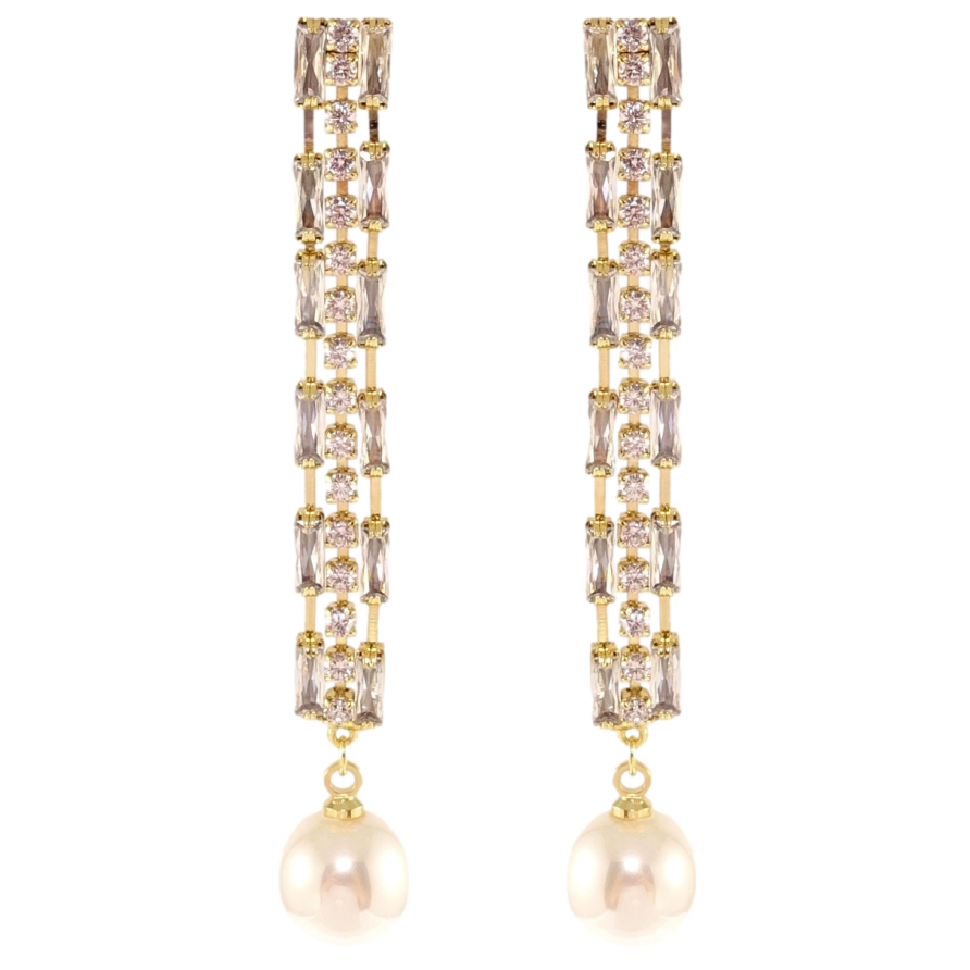 Серьги Xuping QQMM Позолота 14K пусеты Кристальные подвески с жемчугом фото №1 Серьги Xuping QQMM Позолота 14K пусеты Кристальные подвески с жемчугом фото №1