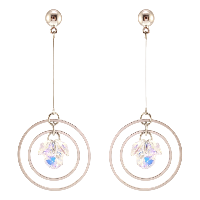 Сережки Xuping колір Родій з кристалами Swarovski пусети Кристали Shimmer в колечких фото №1 Сережки Xuping колір Родій з кристалами Swarovski пусети Кристали Shimmer в колечких фото №1