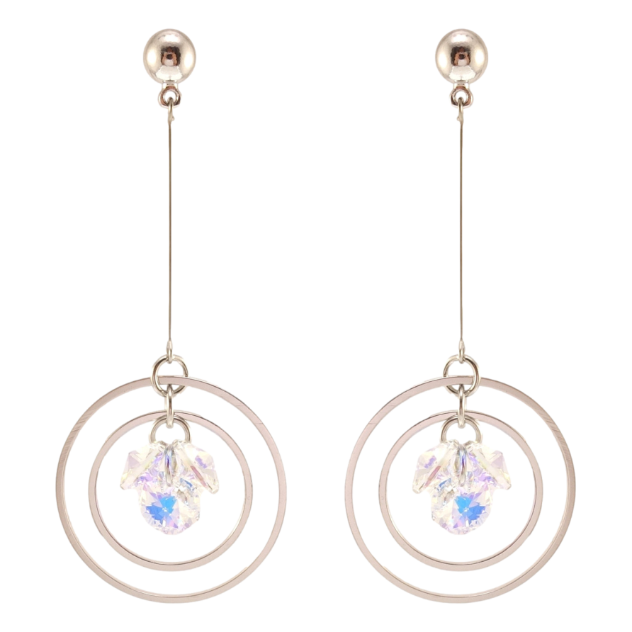 Сережки Xuping колір Родій з кристалами Swarovski пусети Кристали Shimmer в колечких фото №1