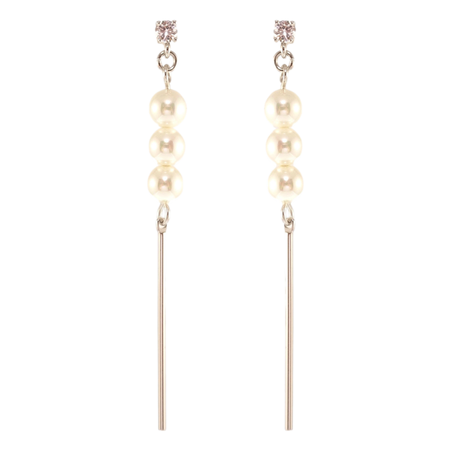 Сережки Xuping QQMM Родій пусети Перлове тріо фото №1