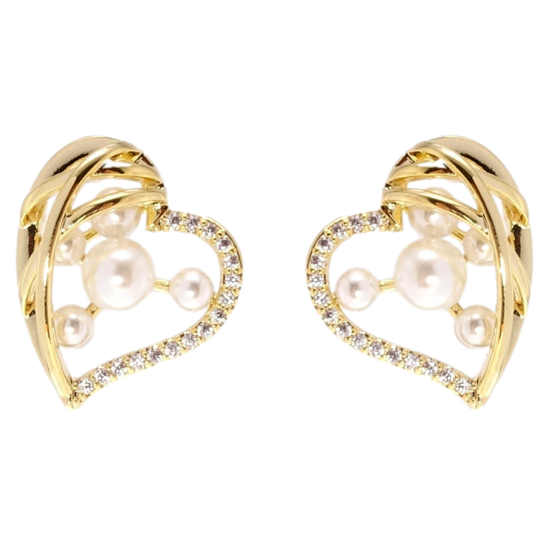 Сережки Xuping QQMM Позолота 14K пусети Елегантні серця фото №1 Сережки Xuping QQMM Позолота 14K пусети Елегантні серця фото №1