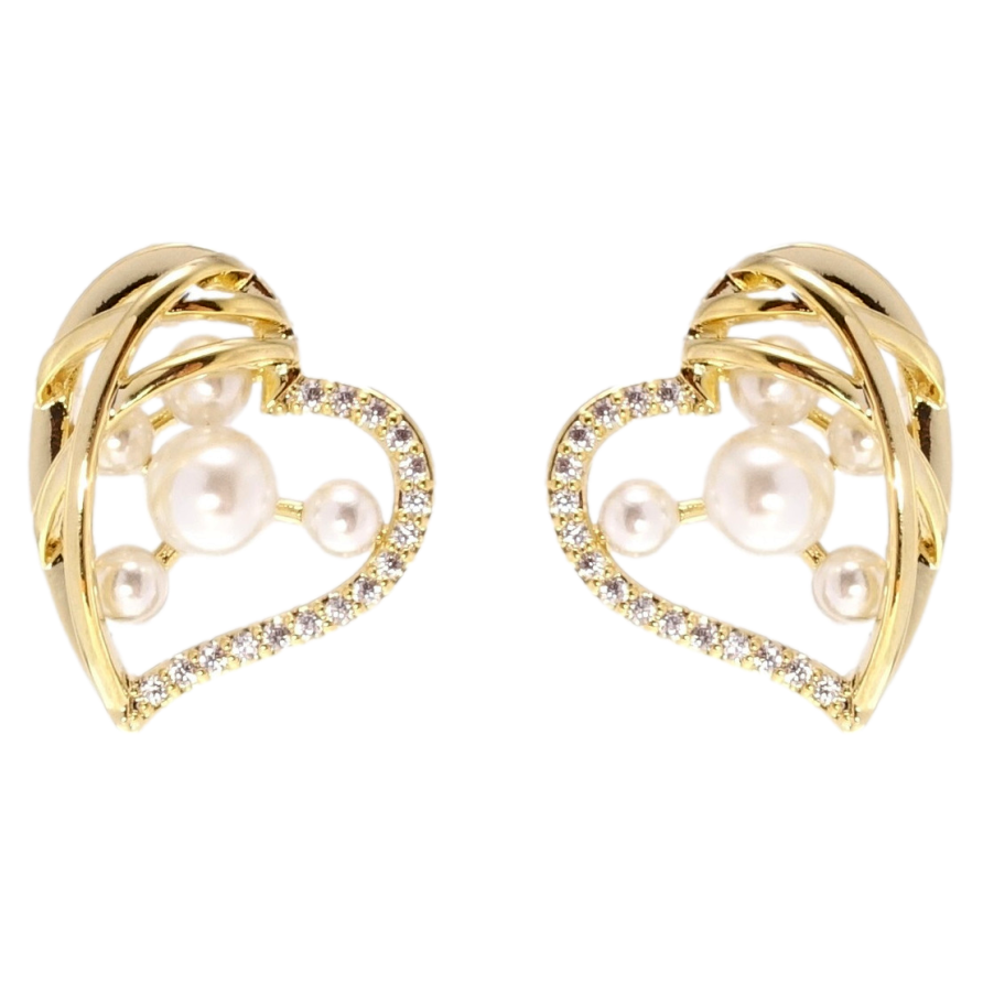 Сережки Xuping QQMM Позолота 14K пусети Елегантні серця фото №1 Сережки Xuping QQMM Позолота 14K пусети Елегантні серця фото №1