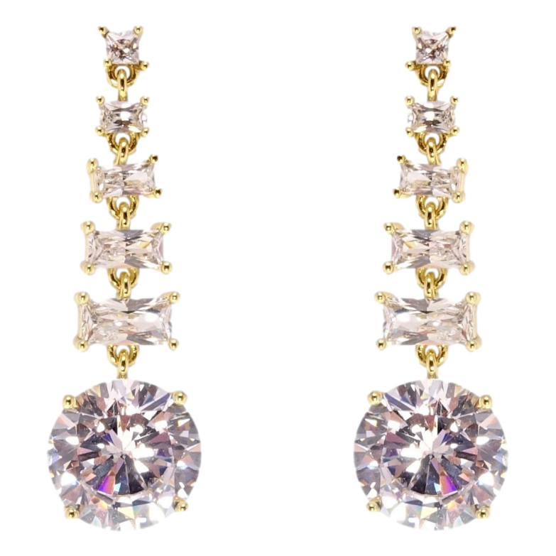 Серьги Xuping QQMM Позолота 14K пусеты Изящные кристальные подвески фото №1