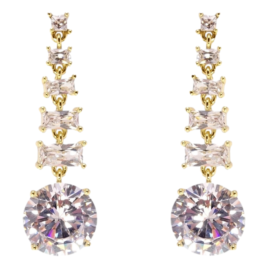 Сережки Xuping QQMM Позолота 14K пусети Витончені кристальні підвіски фото №1