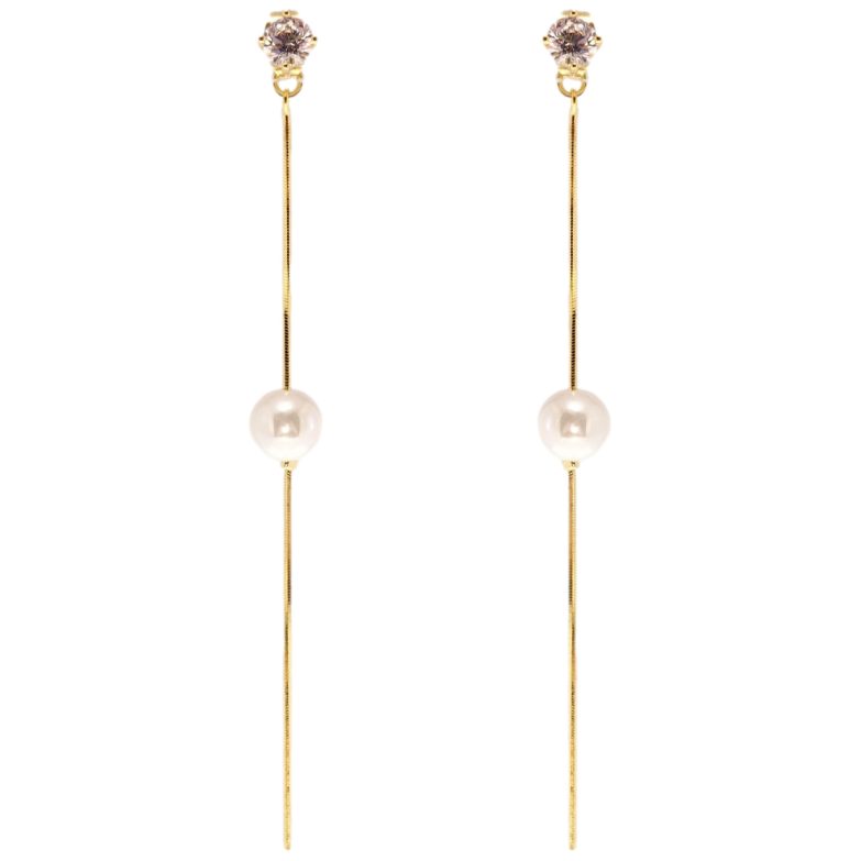 Серьги Xuping QQMM Позолота 14K пусеты Жемчужинки на цепочке фото №1 Серьги Xuping QQMM Позолота 14K пусеты Жемчужинки на цепочке фото №1