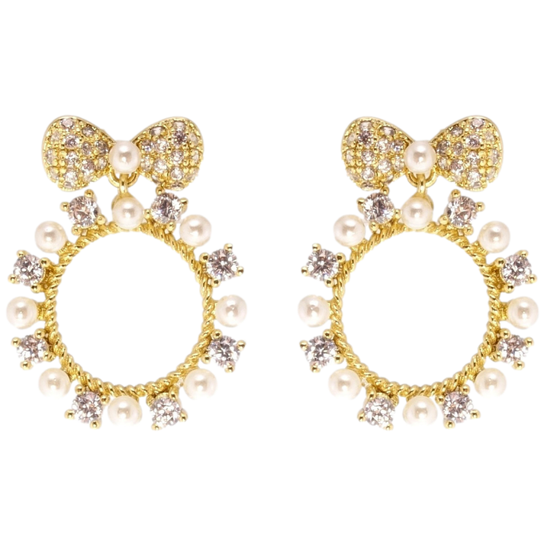 Серьги Xuping QQMM Позолота 14K пусеты Бантики с декоративными колечками фото №1 Серьги Xuping QQMM Позолота 14K пусеты Бантики с декоративными колечками фото №1