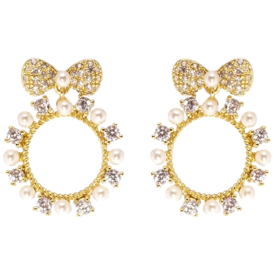 Серьги Xuping QQMM Позолота 14K пусеты Бантики с декоративными колечками фото №1 Серьги Xuping QQMM Позолота 14K пусеты Бантики с декоративными колечками фото №1