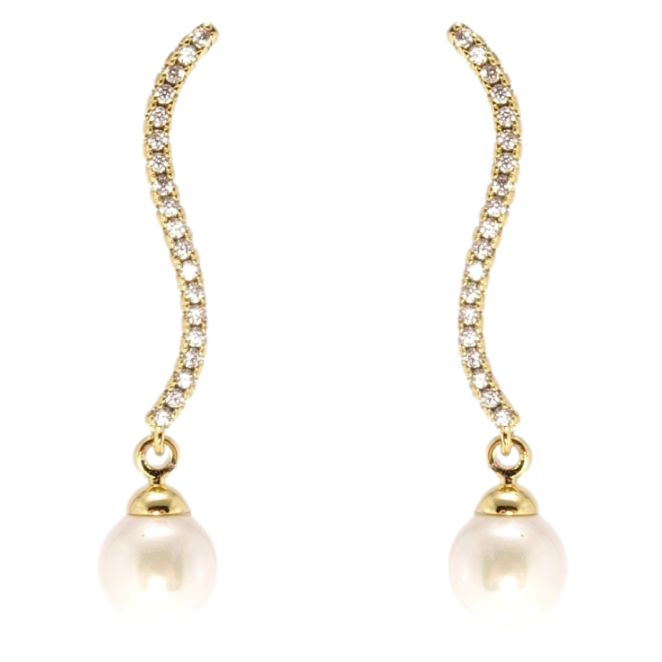 Серьги Xuping QQMM Позолота 14K пусеты Волнистые дорожки циркония с фото №10 Серьги Xuping QQMM Позолота 14K пусеты Волнистые дорожки циркония с фото №10